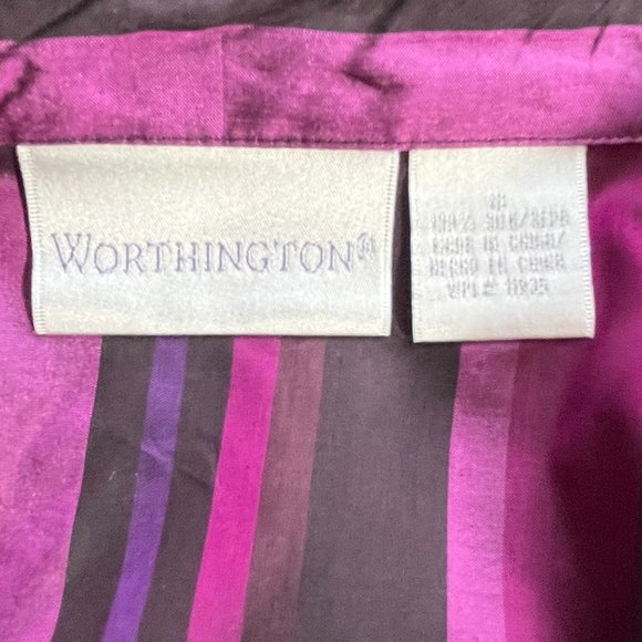 WORTHINGTON VINTAGE 100% SILK STRIPED BUTTON UP BLOUSE NWOT SIZE 16 - Picture 7 of 7